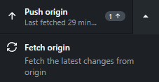 The GitHub Desktop toolbar button in its fetch, pull and push states